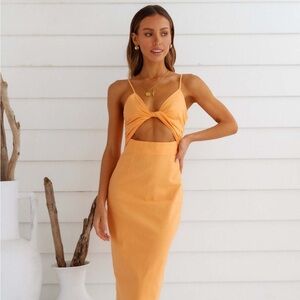 NWT Runaway the Label Sendai Midi Dress Orange